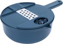 Fdit 12-in-1 Manual Vegetable Chopper, Multi-Functional Food Processor with 6 Stainless Steel Blades Hand Guard Draining Basket for Slicing Dicing Shredding Grating (blue)