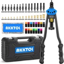 AKKTOL Rivet Nut Tool kit, 16" Rivnut Tool Kit with 15 Metric and SAE Mandrels, 125-PCS Rivet Nut Assortment Kit, Rugged Carrying Case, Ideal for Sheet Metal & Automotive Work