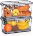 2-Pack Airtight Storage Boxes for Bread and Produce, Clear Containers with Lids for Fridge and Kitchen Counter
