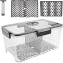 Bread Box Rectangular Airtight Bread Storage Container Extra Large Transparent Bread Keeper Time Recording Bread Holder with Vacuum Pump for Kitchen Countertop ZHAZHAMO