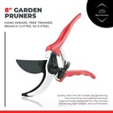 8" Professional Sharp Bypass Pruning Shears Tree Trimmer, Garden Shears, Hand Pruner SK5 Blade