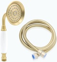 ENGA Vintage Hand-held Shower Rain Sprayer Telephone Shaped Brass Ceramic Shower Head with 59 Inch Hose for Bathroom, Brushed Gold