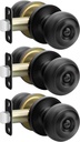 Haidms Black Door Knobs Interior, Privacy Door Knob for Bedroom, Classic Matte Black Interior Door Lock Knobs Round Bathroom Door Hardware(3 Pack)