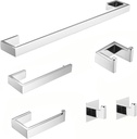 Fapully 23.6-Inch 6 Piece Bathroom Hardware Accessories Set Stainless Steel Wall Mounted Chrome Include Towel Bar,Hand Towel Holder,Toilet Paper Holder,Robe Towel Hook,Coat Hook,Towel bar Set.