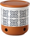 Garlic Keeper for Counter Ceramic Garlic Holder Storage Container with Lid Countertop Garlic Jar - Stylish Kitchen Decor