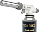 Sondiko Dual Flame Mode Butane Torch Lighter Head, Professional Grilling Tool with Adjustable Flame, Reverse Use for BBQ, Soldering, Charcoal&Campfire Torch Lighter(Fuel Not Included)