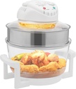 17L Convection Roaster, Air Fryer Oven Turbo Electric Cooker Glass 360° Viewable with Expansion Ring, Halogen Oven Countertop, Cooking, Prepare Quick Healthy Meals White