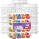 Plastic Cupcake Containers Boxes | 12 Compartment – 8 Pack | Disposable High Dome Dozen Cupcake Holder With Lid Bulk | Extra Sturdy Stackable Cupcake Boxes | Durable Muffin Packaging Transporter To Go