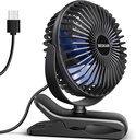 BESKAR USB Clip on Fan, Portable Small Fan with Cord Powered, 3 Speeds Strong Airflow, with Sturdy Clamp, Quiet Personal Desk Fan