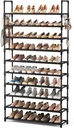 VTRIN 10 Tier Shoe Rack Tall Large Capacity 50 Pair Wide Shoe Organizer with Two Hooks Sturdy Metal Shoe Shelf for Entryway, Closet, Bedroom