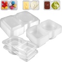 MAQUITA 50 Sets Condiment Container with Lid, Disposable Double Compartment Plastic Container for Sauce Snack