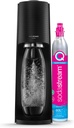 SodaStream Terra Sparkling Water Maker Machine, with 1 Litre Reusable BPA-Free Water Bottle for Carbonating & 60 Litre Quick Connect CO2 Gas Cylinder – Black