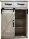 gt7-ly Classic Style White Country Style Single Barn Door with 2 Drawers Vintage Wooden Cabinet