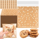 100 Pcs Self Adhesive Cookie Bags Cellophane Polka Dot Treat Bags Small Plastic 5.6 x 5.6 Inch with Thank You Stickers for Party Gift Giving Bakery Biscuit Candy Pastry