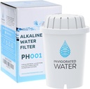 Invigorated Water PH001 - White Alkaline Water Filter – Replacement Filters For all Water Pitcher & Dispenser Filtration Systems – BPA-Free, Removes Chlorine, Heavy Metals – 96 Gallons/Filter (1-Pack)