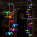 Bat Solar Light Wind Chimes for Outside Easter Decoration, Color Changing Halloween Lights Wind Chimes with Pumpkin Bells,Bat Solar Chimes Outdoor Waterproof for Garden Patio Yard Porch Party Decor