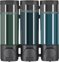Pollock Shower Dispenser 3 Chamber No Drill Shampoo Conditioner Body Wash Dispenser for Bathroom, Large Capacity, Black