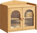 GHWIE Bread Box for Kitchen Countertop Large Bread Box Farmhouse Bread Container Bread Storage with Window Bread Holder (Natural, Large)