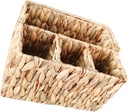 Divided Woven Cutlery Storage Organizer Multi-purpose Storage Basket for Silverware Chopsticks and Utensils Rustic Design for Kitchen and Dining Table Decor