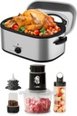 Sunvivi 26 Quart Roaster Oven And Electric Food Chopper,Electric Roaster Oven with Glass Lid,Electric 4 in 1 Food Processor for Grinding Meat.