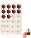 Silicone Mini Muffin Pan With Metal Reinforced Frame - 24 Cups Durable Silicone Cupcake Pan for Muffin, Cupcakes, BPA Free and Dishwasher Safe - 1 Piece Beige with Rainbow Spots