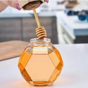 Glass Honey Jar Pot with Dipper and Cork Lid - 1 Pcs