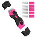 DEKEones Razor Blade Scraper, Double Edged Razorblade Scraping Tool mit 10 Pcs Razor Blades, Paint Scraper für Glas, Decals, Tönung, Aufkleber, Etiketten, Caulk, Adhesive (Pink)
