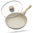 Lebenslange geschmiedete Frittierpfanne 24cm mit Glasdeckel | 1.8Ltr, 1.9kg Pfanne | Keramik beschichtet | Gasherd und Induktionsfreundlich | Nicht-Stick, Teflon frei & haltbar | Fertigkeit zum Kochen, Versiegeln, Sautéing & Frittieren