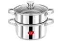 Taube von Stovekraft Steel X Steamer Edelstahl-Induktionsbasis, Modak Maker / Momo Maker, Doppelkompartiment mit Glasdeckel, 4,6 L Kapazität, Silber, 4,6 Liter