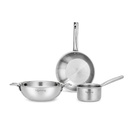Lebenslanges dreiteiliges dreiteiliges Kochgeschirr-Set | Kadai, Frypan & Saucepan zum Kochen | Edelstahl 22 cm Kadai & Fry Pan 22 cm | 14 cm Sauce Pan | Induktionsboden & Gasherd Kochgeschirr (LLTP3PCS)