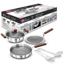 Hawkins 6-Stück Triply mit Shielded Nonstick Gift Set | Induktion & Gas kompatibel | Metalllöffel freundlich | Langanhaltend | mit Lid | Silber (SNSGP1) | Induktion und Gasherd kompatibel