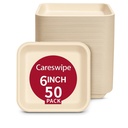 Einweg-Papierplatten 6 Zoll, 50 Count, Square, Beige | Umweltfreundliche Zuckerrohrplatten für Hochzeit, Party, Cafés | Ideal für heißes und kaltes Essen