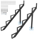 Steel Stair Step Riser 5-Step, Metal Stair Stringer with Reinforcing Support Legs, Heavy Duty Steel Stair Stringer for 42.5" Height Deck and Outdoor Steps (2 Pack)