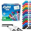 EXPO Dry Erase Markers, Low Odor Ink, Assorted Fashion Colors, Chisel Tip, 36 Count - Leicht zu löschen, ideal für Klassenzimmer, Zuhause, Büro, zurück in die Schule, Lehrerbedarf