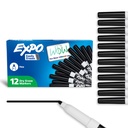 EXPO Dry Erase Markers, Low Odor Ink, Black, Fine Tip, 12 Count - Whiteboard, Kalender, Organisation, Essential Supplies für Büro, Schule, Klassenzimmer, Lehrer