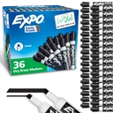 EXPO Dry Erase Markers, Low Odor Ink, Black, Chisel Tip, 36 Count - Leicht zu löschen, ideal für Klassenzimmer, Zuhause, Büro, zurück in die Schule, Lehrerbedarf