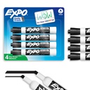 EXPO Dry Erase Markers, Low Odor Ink, Black, Chisel Tip, 4 Count - Whiteboard, Kalender, Organisation, Essential Supplies für Büro, Schule, Klassenzimmer, Lehrer