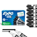 EXPO Dry Erase Markers, Low Odor Ink, Black, Chisel Tip, 12 Count - Whiteboard, Kalender, Organisation, Essential Supplies für Büro, Schule, Klassenzimmer, Lehrer