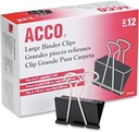 ACCO® Binderclips, groß, schwarz, 12/Box - groß - 1,06" Größenkapazität - wiederverwendbar - 12 / Box - schwarz - gehärteter Stahl, Kunststoff