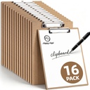 HappyHapi 16 Pack Clipboard, 8,5x11 Clip Board Bulk, Holz-Clipboard