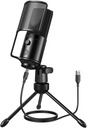 FIFINE Podcast Recording Microphone, PC USB Condenser Microphone für das Streaming von Vocal Music, Computer Desktop Mic mit Mute Button für Windows / Mac OS-K669PRO1