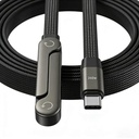 240W USB C zu USB C Schnellkabel mit unsichtbarem Telefonständer, 90° Flachkabel