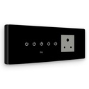 IOTICS Smart Wifi Switch Board: 4 x Switch & 1 Smart Plug Modul. Touch Control, Remote, App Control. Sprachsteuerung mit Alexa & Assistant. Smart Touch Switch Board für Home Automation (Black)