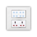 Smarteefi Touch 8 Port Modular WiFi Smart Switch Board, 6 Smart Switch, 2 Smart Plug, kompatibel mit Alexa & Home, Weiß (Größe: 8M-Square (154mmx160mmx40mm))