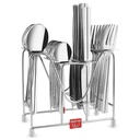 Montavo von FnS Nile 24 Stücke Edelstahlbesteck mit Stand | 6 Stücke pro Dinner Löffel, Dinner Forks, Tee Löffel & Dinner Messer | Premium Flatware für Zuhause, Küche & Essen