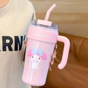 DOCAT 860ML Stainless Steel Tumbler mit Stroh, Vakuum isolierte Kaffee Tumbler, leakproof Wide Mouth Sipper Flasche mit Stroh, heiße und kalte Sipper für Fitnessstudio, Büro, Sport, Reisen, Zuhause (Pink-01)