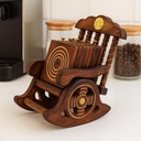 Kundi Holz Antike Miniatur Stuhl Shape Coaster Set | 6 Drink Coasters für Tee, Kaffee, heiße und kalte Getränke | Tabletop Dekor für Küche, Essen, Büro & Restaurant