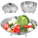AADHIK Gemüse Dampfer Korb Edelstahl Gemüse Dampfer für das Kochen von Gemüse & Früchten/Salad/Dampf mit Einsatz für Töpfe, Crock, Pfannen Food Drain Bowl (Silber)