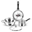 Milton Pro Cook 3-Layer Dicke Dreifache Bottom I Induktion Kochgeschirr & Gasherd Freundlicher Edelstahl 4 Pc Küchenset | Kadhai mit Lid | Kochpfanne | Sauce Pan | 2Y Garantie