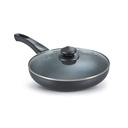 Prestige Non-Stick Omega Deluxe Granit Pfanne mit Lid | 26 Centimetre | Schwarz | Induktionsbasis | 5 Layer Non-Stick Cookware | Geschirrspüler kompatibel